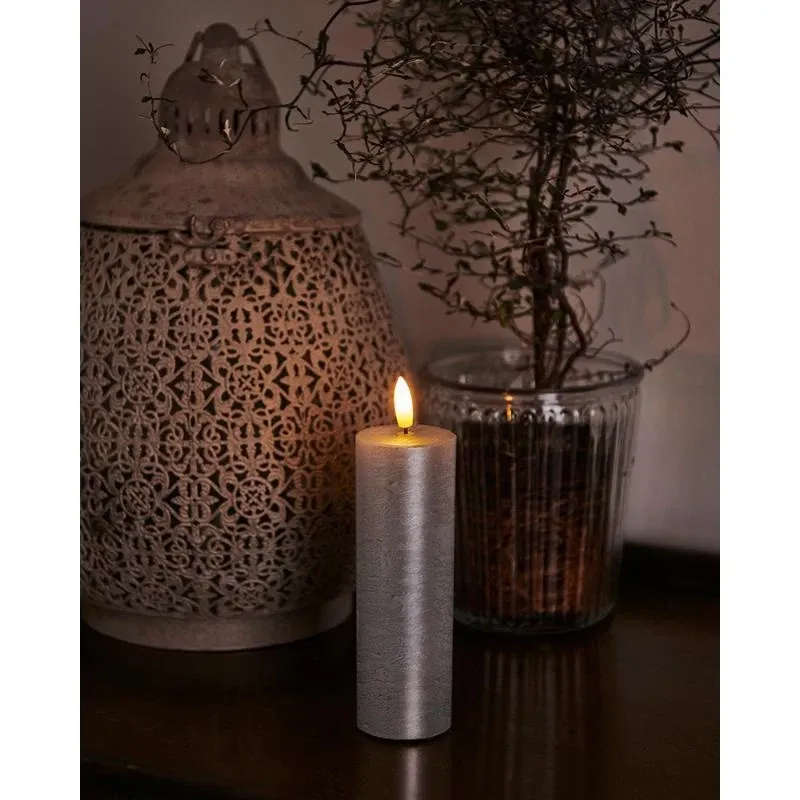 _Download Wax LED candle Sille, 15cm, silver, d. 5cm