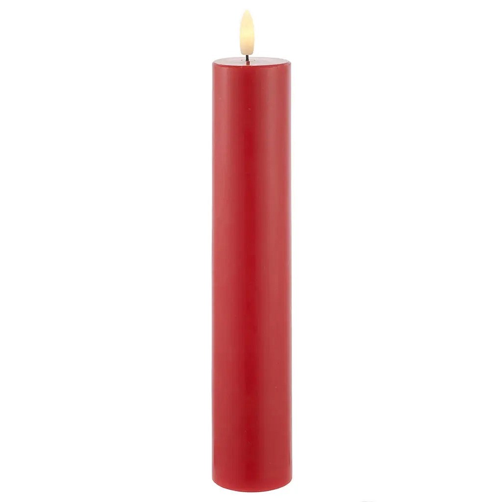 LED battery operated candle, wax Sille, red, Ø 5 × 25 cm