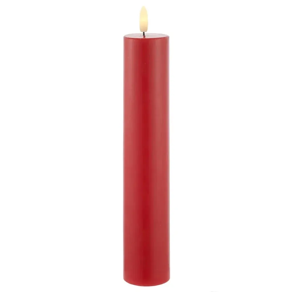 LED battery operated candle, wax Sille, red, Ø 5 × 25 cm