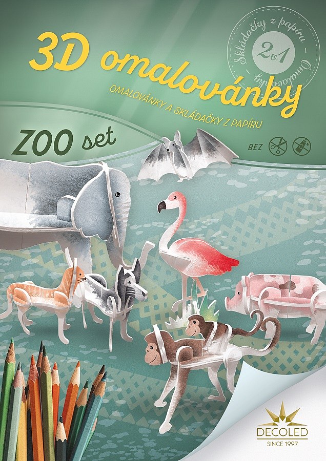 A4 colouring book 3D jigsaw puzzle ZOO set