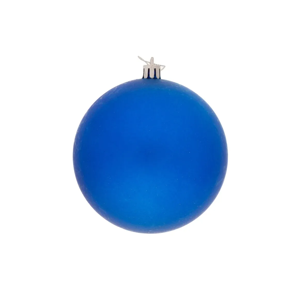 Set of Christmas Ornaments: Blue Plastic Balls, 10 cm, Matte Finish, Pack of 6