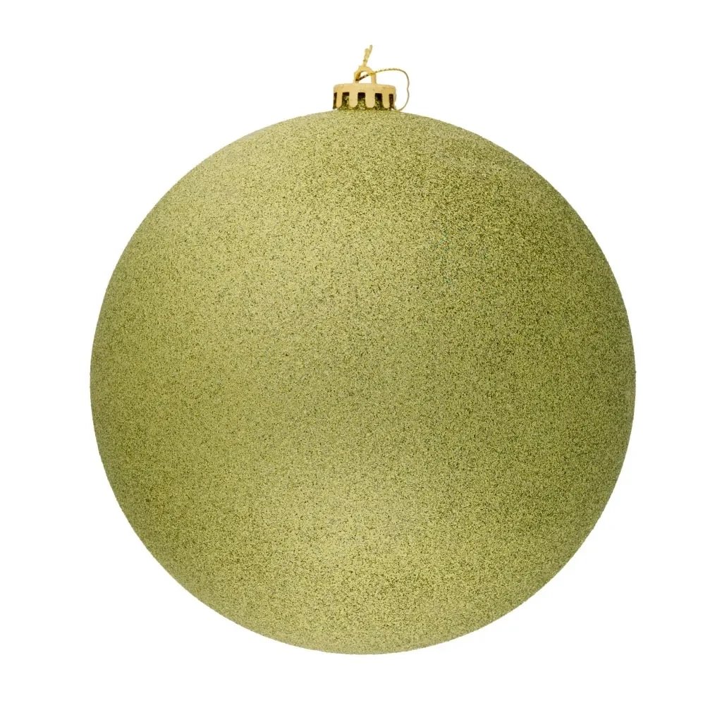Large Christmas ornament 20 cm plastic ball apple green glitter