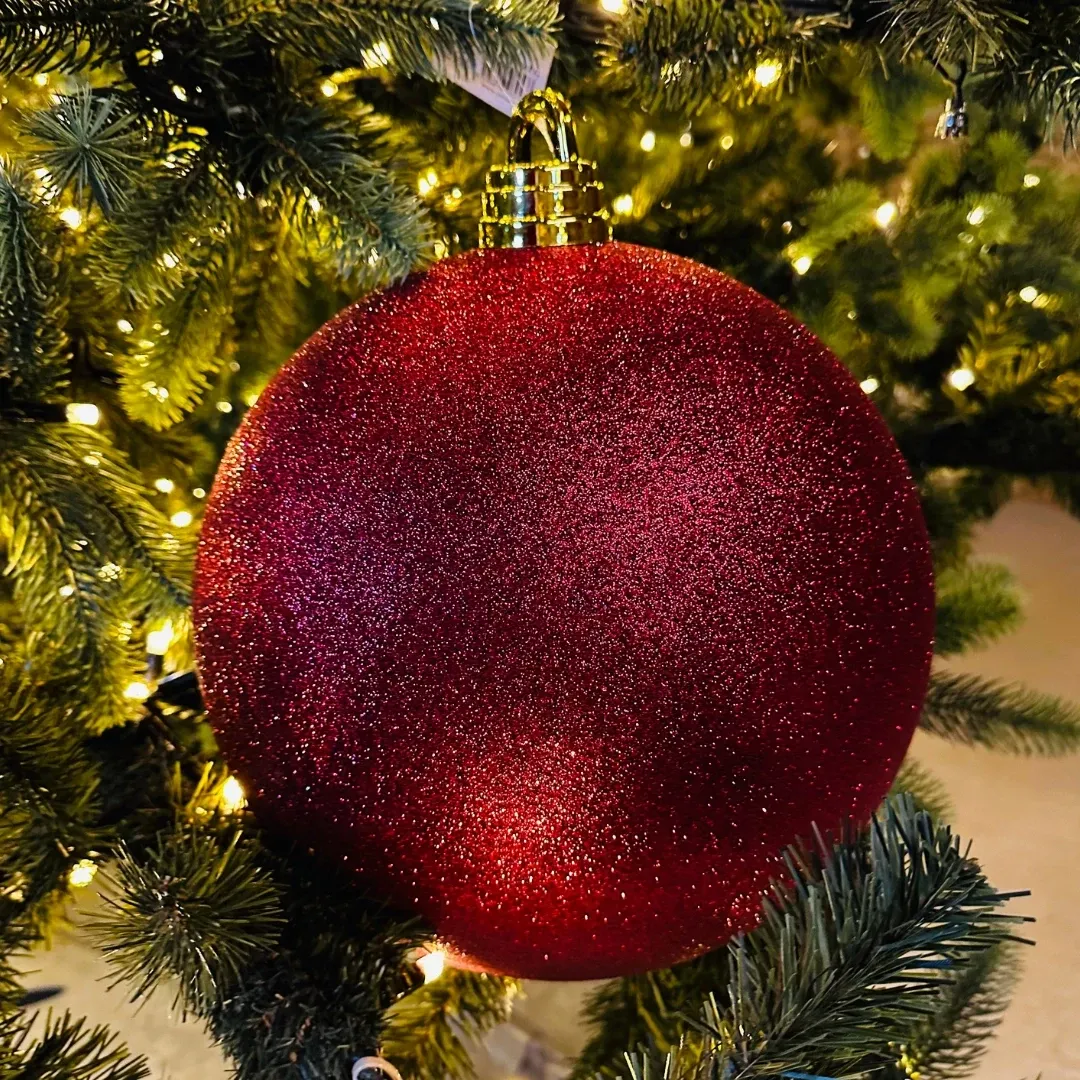 Production - Plastic ball, d. 20 cm, burgundy, glitter