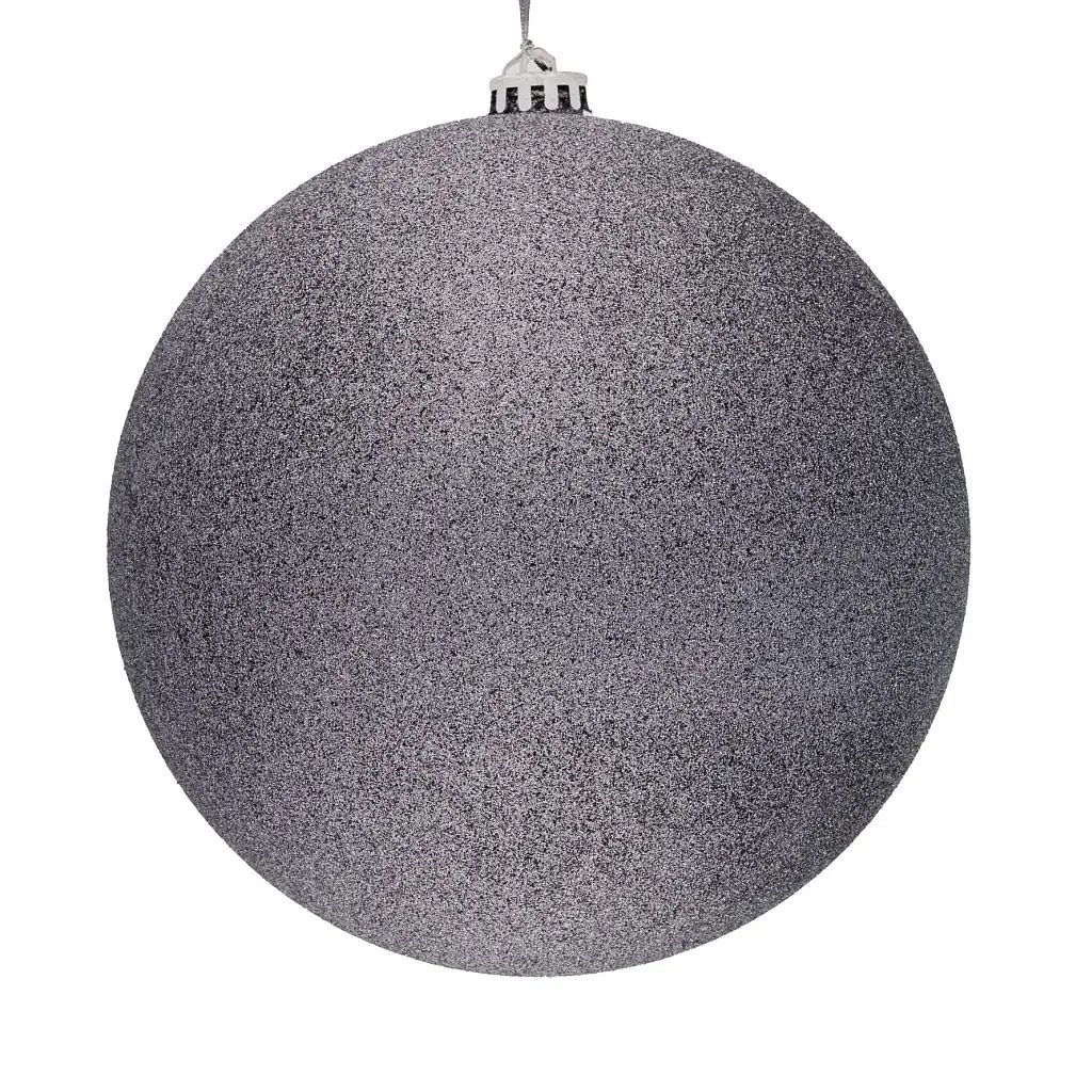 Large Christmas ornament grey glitter 20 cm plastic ball