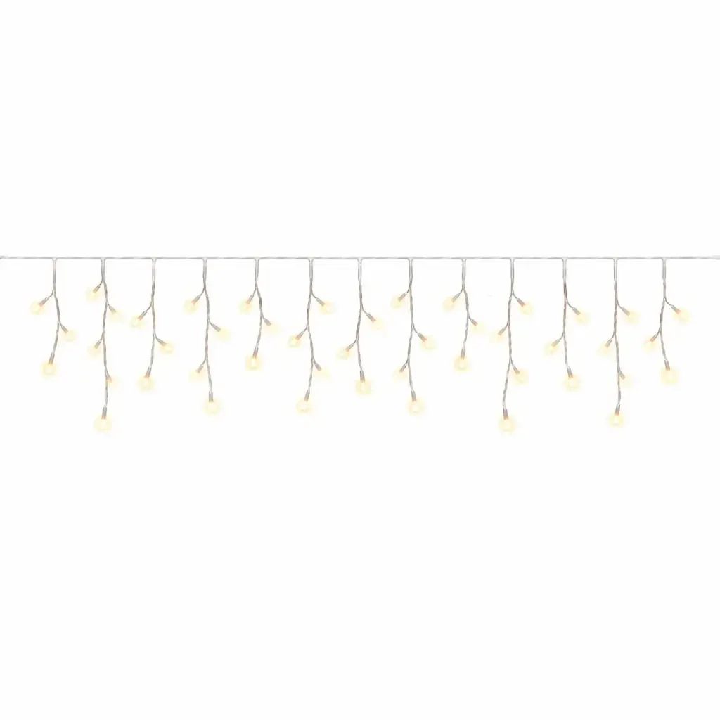 Eco Fix Outdoor LED Icicle Lights, 200 × 50 cm, Warm White, 60 LEDs, 36 V, White Cable, IP44, Extension Cord