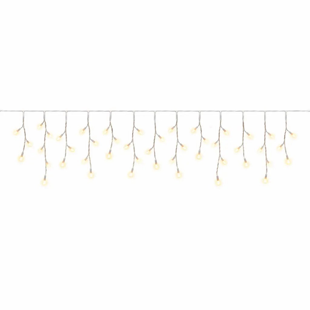 Easy Fix Outdoor LED Icicle Lights, 300 × 50 cm, Ice White, 114 LEDs, White Cable, IP67, Extension Cord