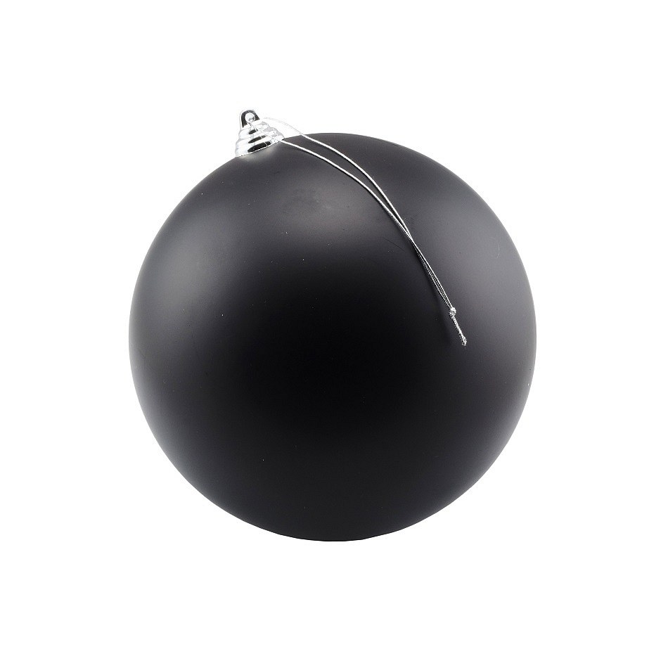 Large Christmas ornament 30 cm plastic ball black matt