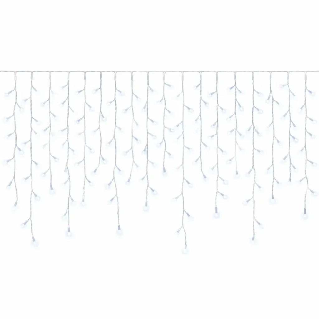 Easy Fix outdoor LED icicle lights 300 × 90 cm, icy white, 174 LEDs, white IP67 cable, extension