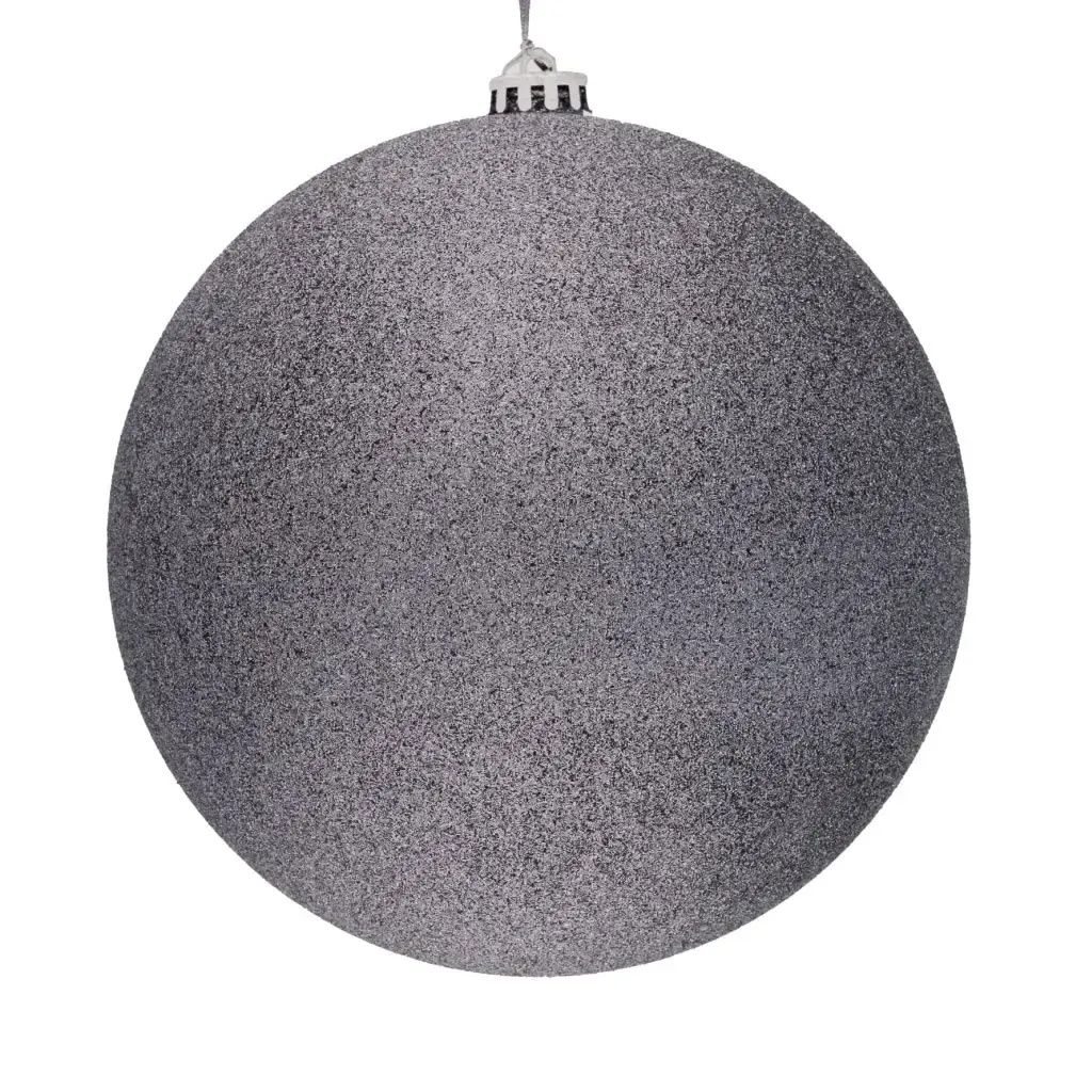 Large Christmas ornament grey glitter 30 cm plastic ball
