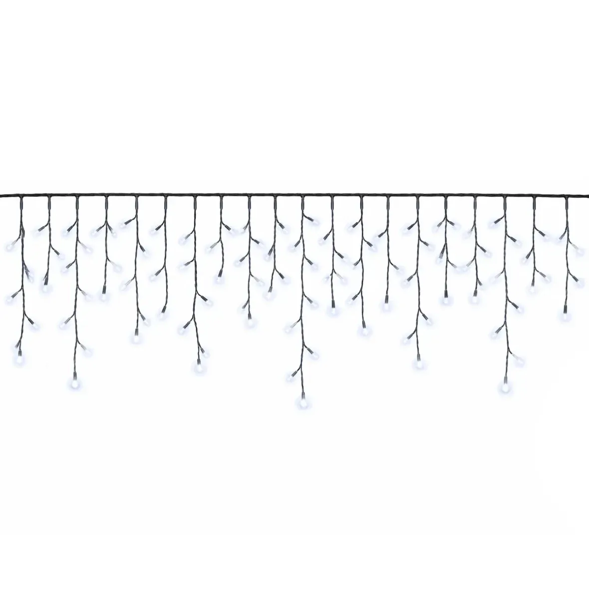 Easy Fix Outdoor LED Icicle Lights, 300 × 50 cm, Ice White with FLASH, 114 LEDs, Black Cable, IP67, Extension Cord
