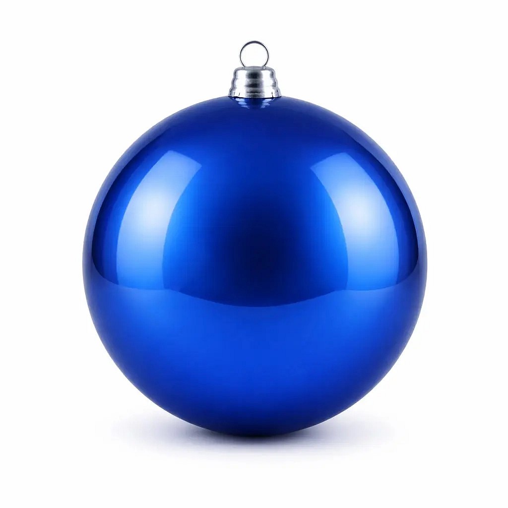 Large Christmas ornament blue shiny 40 cm plastic ball