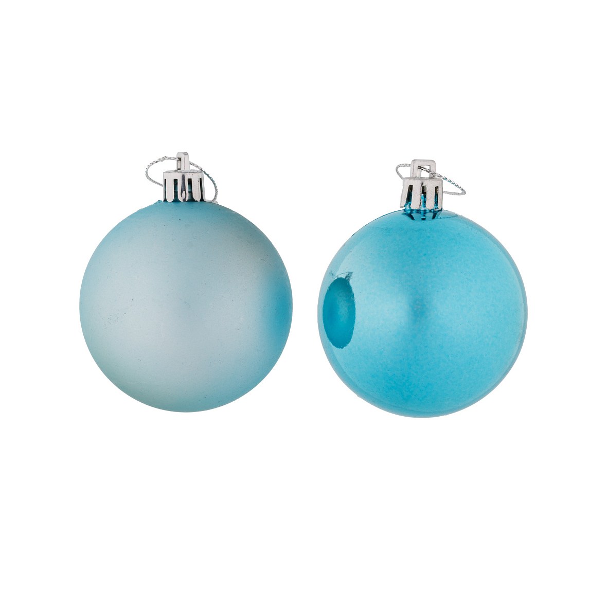 Set of Christmas ornaments turquoise 6 cm plastic balls, 12× glossy, 12× matt, pack of 24