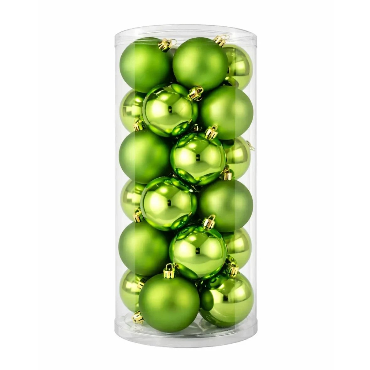Set of Christmas decorations green 8 cm plastic balls, 12× matt, 12× gloss, set of 24 banners