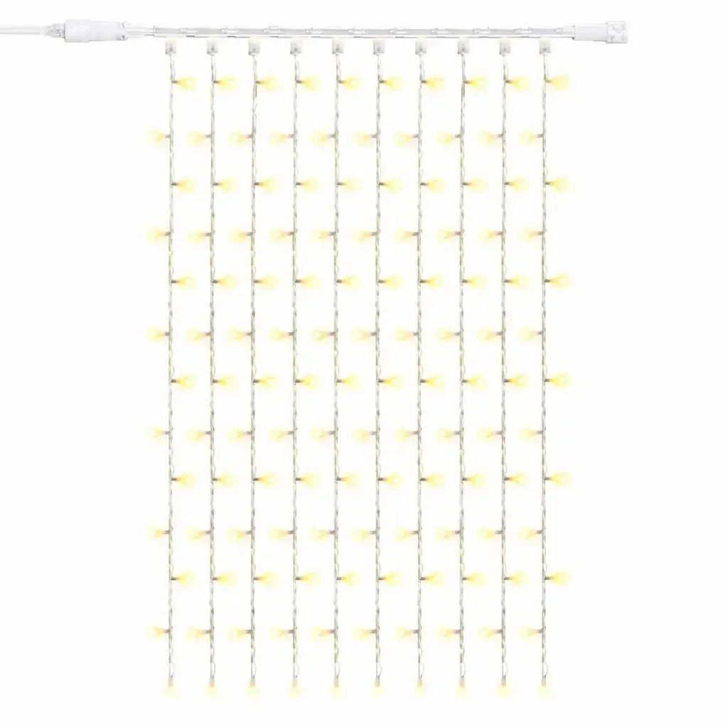 Easy Fix Outdoor LED String Lights, 100 × 150 cm, Warm White with FLASH, 150 LEDs, White Cable, IP67, Extension Cord