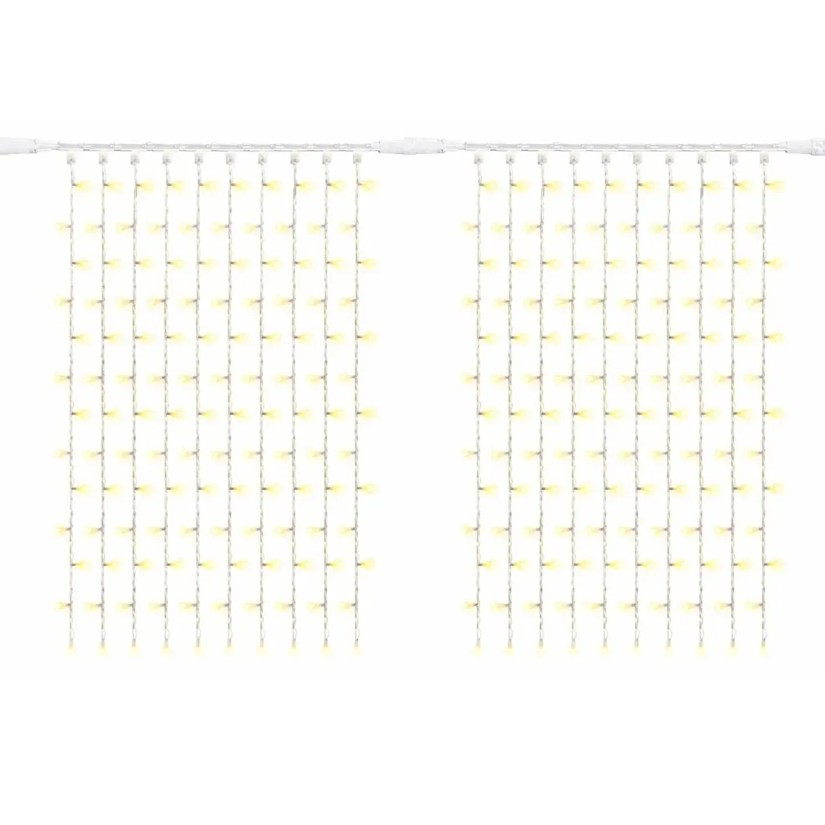 Easy Fix LED outdoor light curtain 200 × 150 cm, warm white with FLASH, 300 LEDs, white IP67 cable, extension