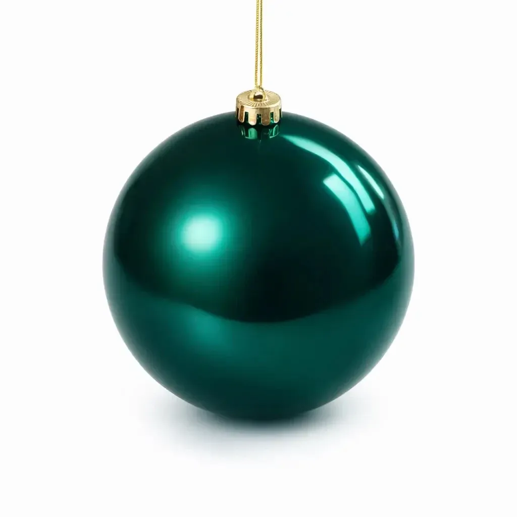 Large Christmas ball 20 cm, peacock green glossy, plastic bulb, UV