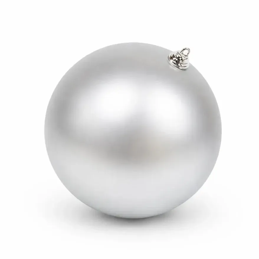 Large Christmas ball 20 cm, silver, matt, UV