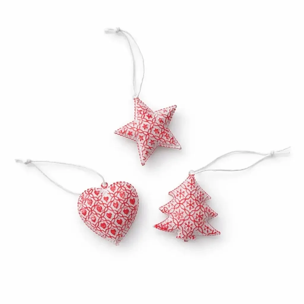 Set of metal Christmas ornaments 5 cm, with patina, red, pack of 12