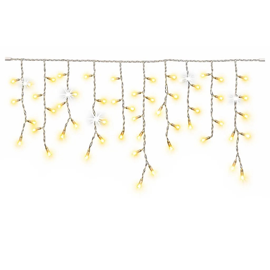 Easy Fix Interior LED Icicles, Lighted Icicles, 300 × 50 cm, Warm White with FLASH, 114 LEDs, Clear Cable, IP20, Extension Cord