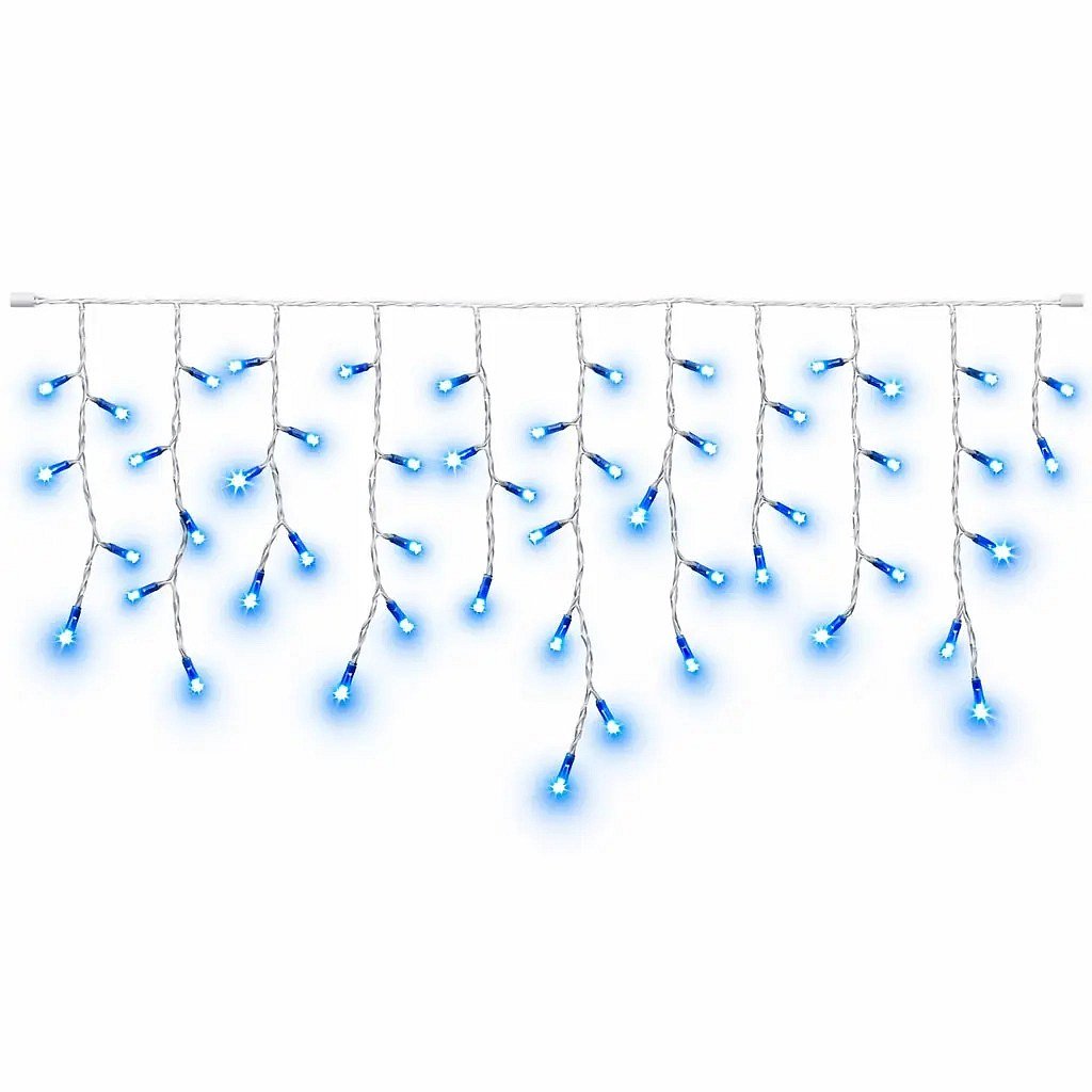 Easy Fix Outdoor LED Icicle Lights, 300 × 50 cm, Blue, 114 LEDs, White Cable, IP44, Extension Cord