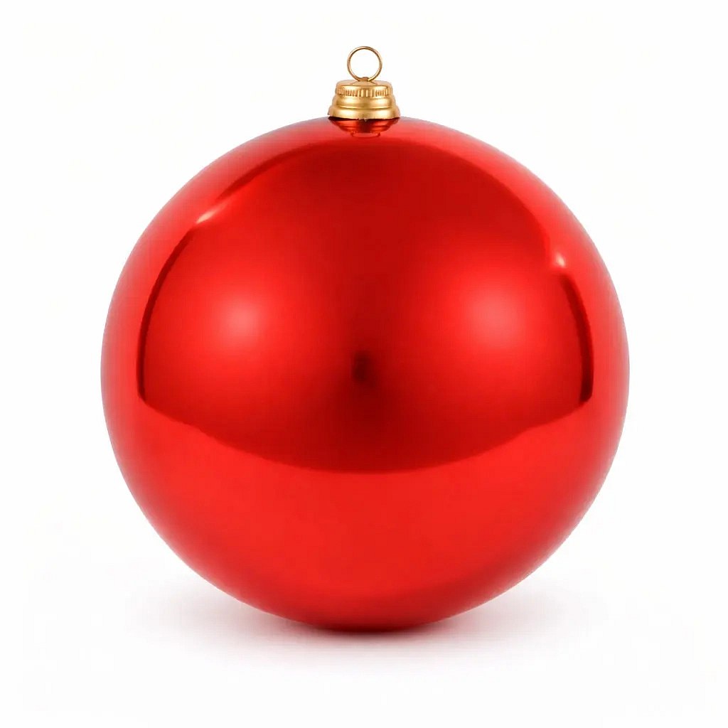 Large Christmas ball 40 cm, red, glossy, UV
