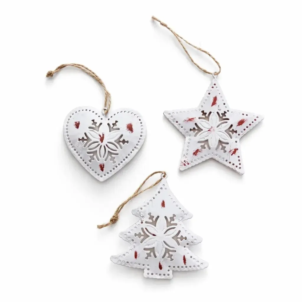 Production - Metal Christmas hanging ornament with patina tree, patterned