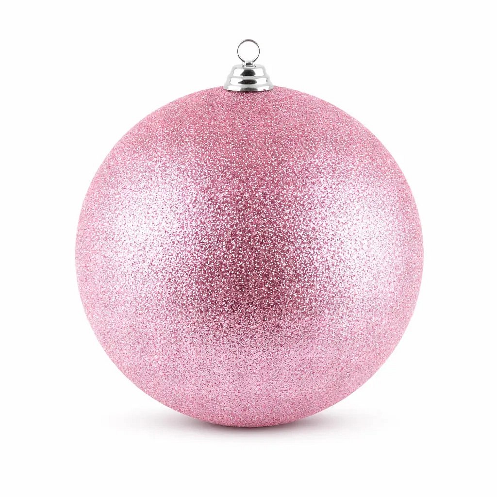 Large Christmas ornament pink glitter 30 cm plastic ball
