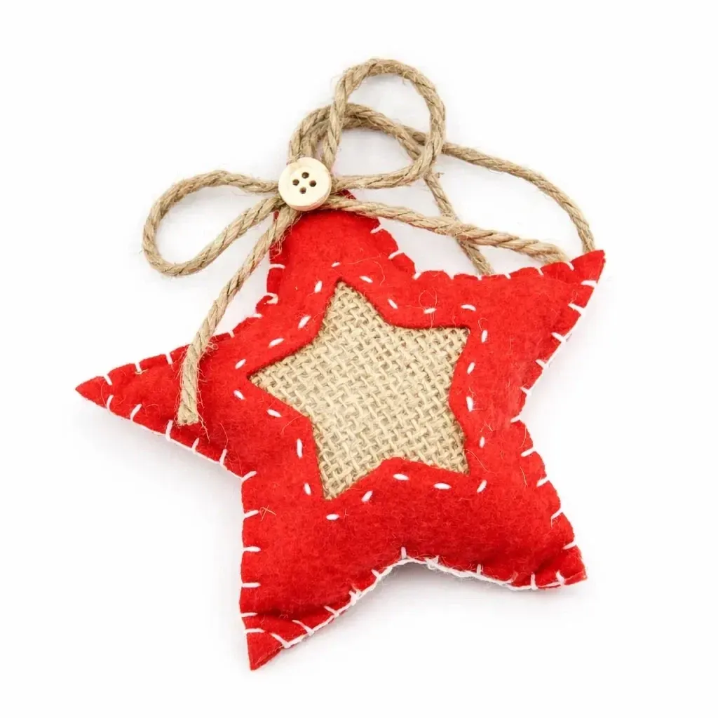 Christmas tree ornament fabric poinsettia 11,5 cm, hanging