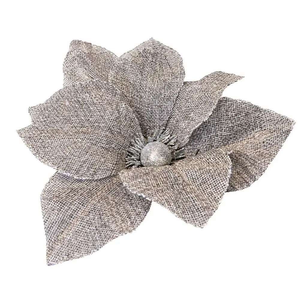 Decoration artificial flower grey 20,5 × 17 cm, yarn