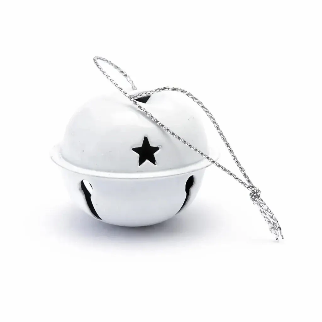Christmas bells 4 cm, white, metal, pack of 12