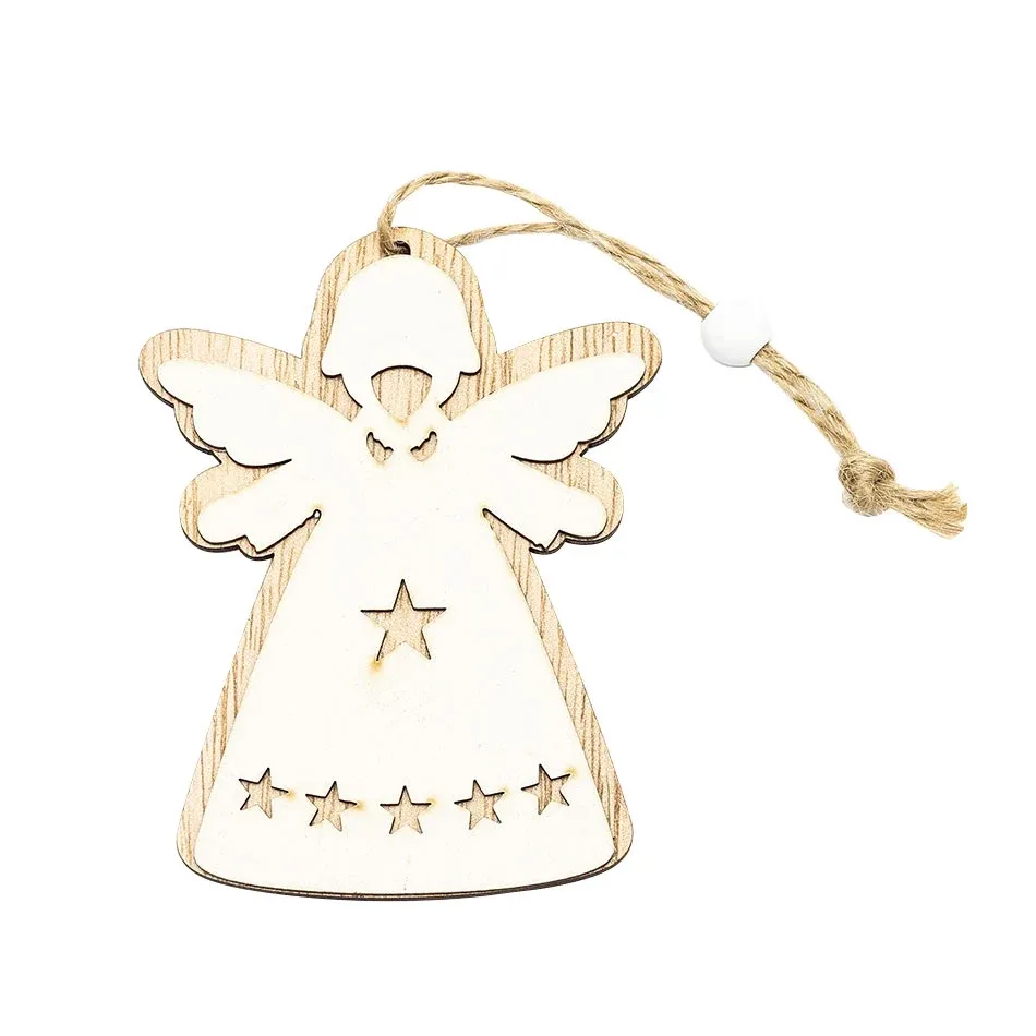 Christmas wooden tree ornament angel 10 × 7,5 cm, hanging