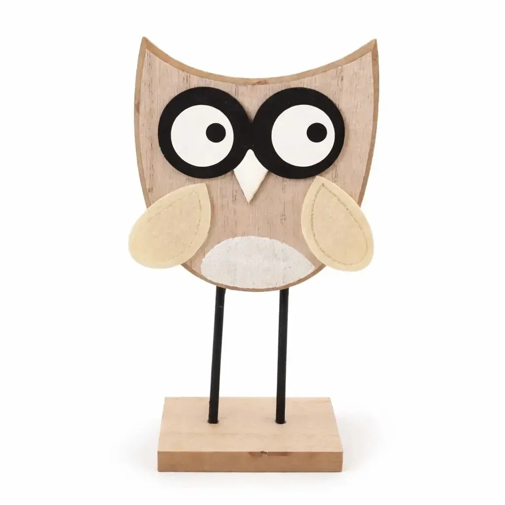 Wooden table decoration owl 8,5 × 4 × 16 cm, standing