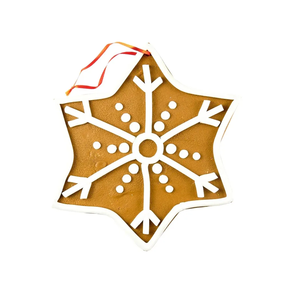 Large Christmas ornament gingerbread star 25 cm, for hanging, PVC, IP44, outdoor