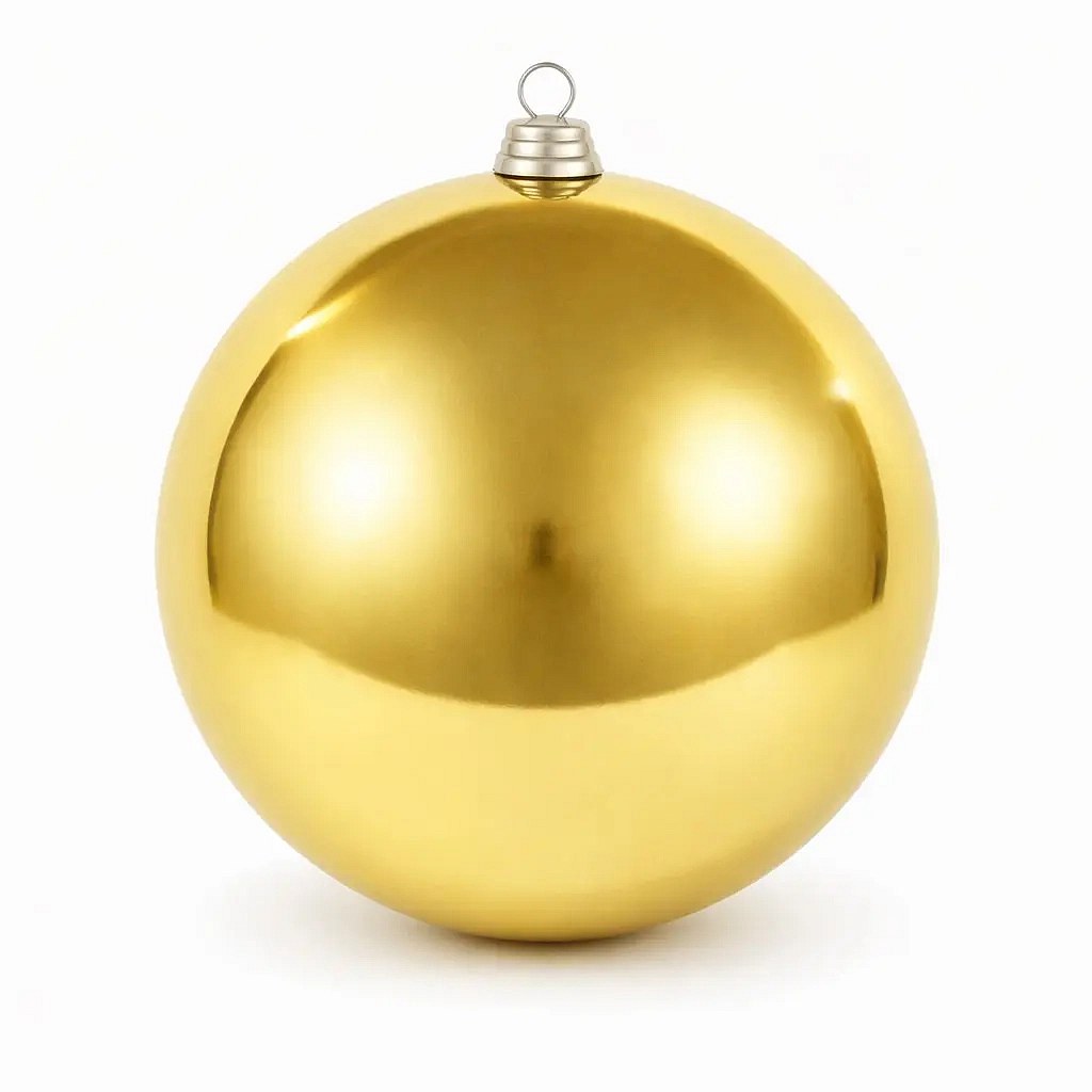 Large Christmas ball 40 cm, gold, shiny, plastic, outdoor