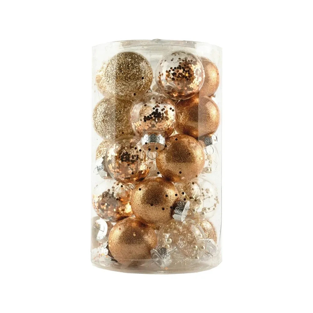 Production - Set of Christmas ornaments bronze 6 cm plastic flask, pack of 25 pcs