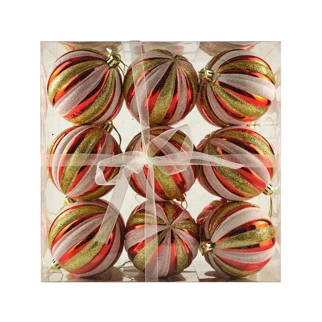 Set of Christmas ornaments rustic coloured 8 cm plastic flask, pack of 18 pcs
