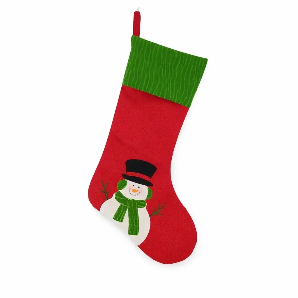 Christmas decoration stocking with snowman, 50 cm, fabric, interior