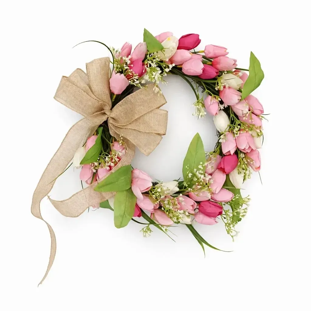 Spring decoration spring wreath for door, tulips, Ø 45 cm, outdoor