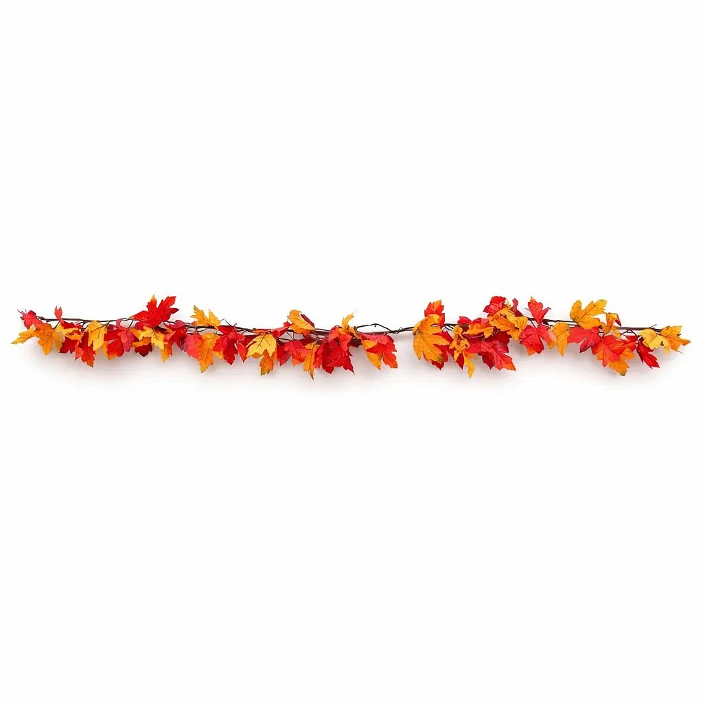 3D artificial autumn garland leaves 200 cm, plastic IP 44