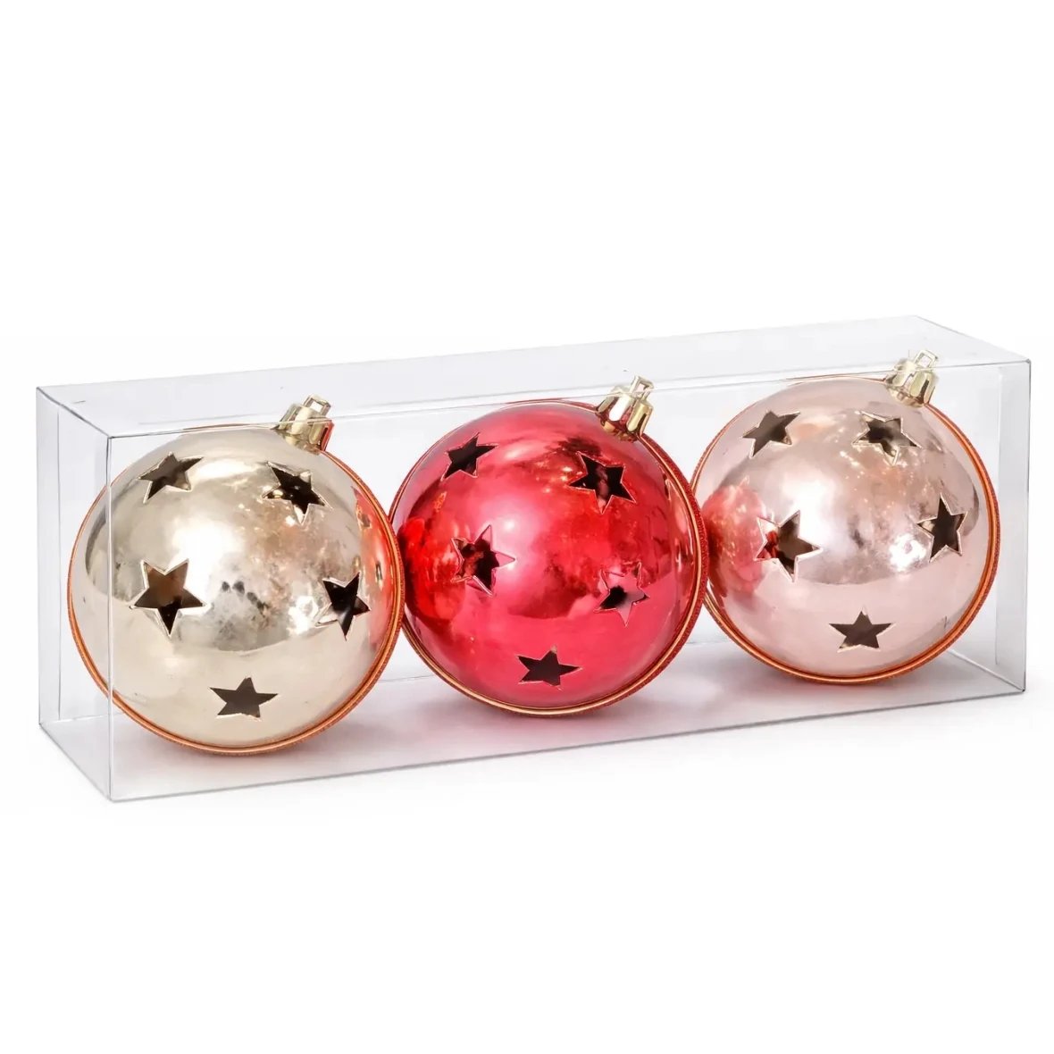 Set of Christmas ornaments jingle bells 8 cm, plastic, non-ringing, gloss, pack of 3