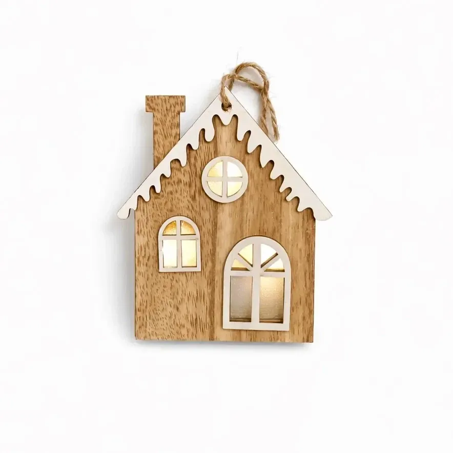 Christmas wooden ornament house, 9 × 12 cm, hanging