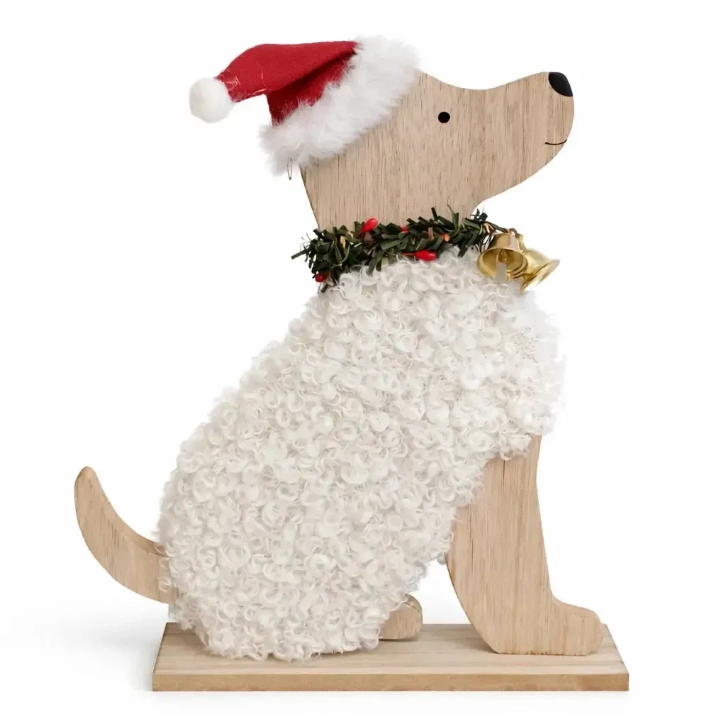 Wooden table decoration dog 21,5 × 26 cm, standing