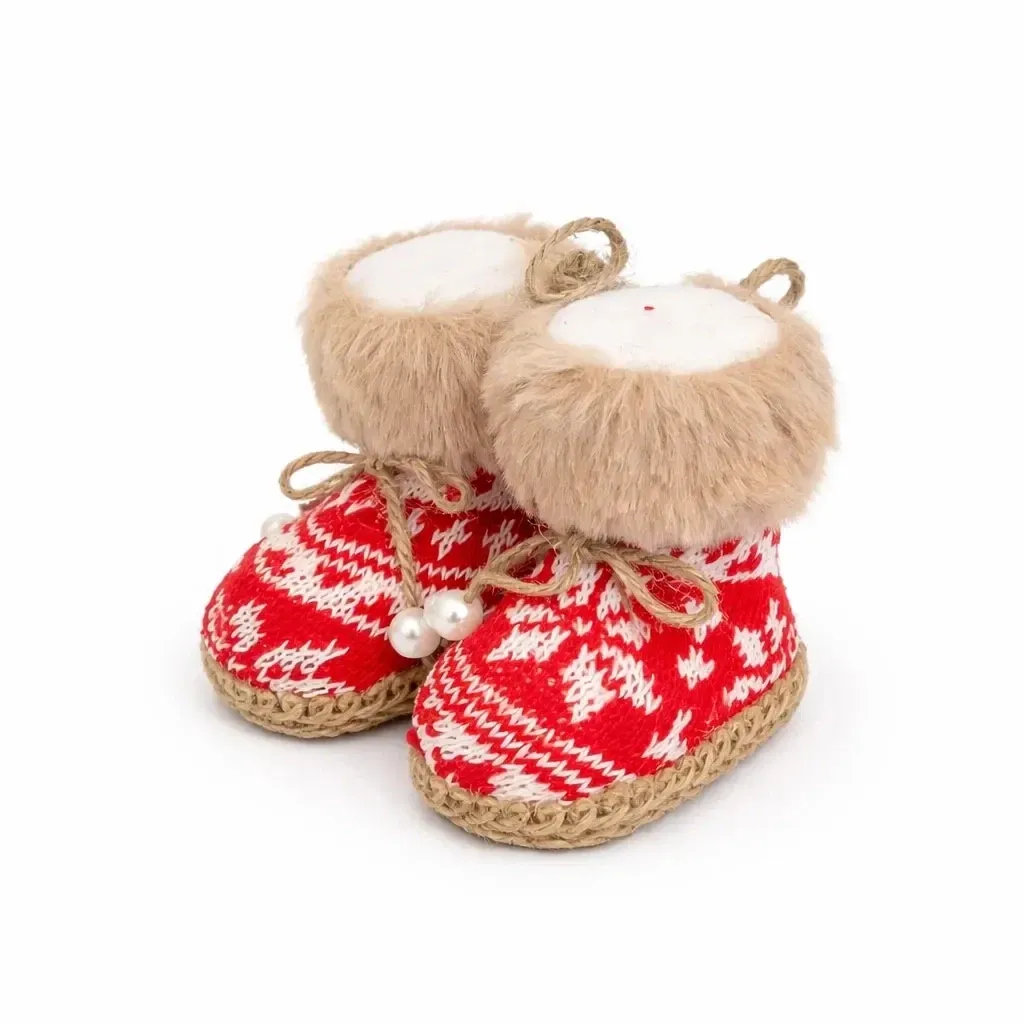 Christmas tree ornament snowshoes, 10 × 8,5 × 8 cm, textile, interior, hanging, red