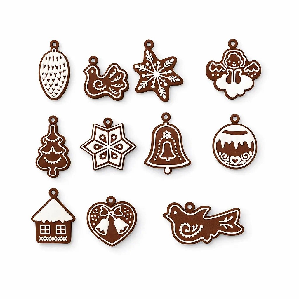 Set of small Christmas decorations, 3 × 4 cm, plastic, pack of 11