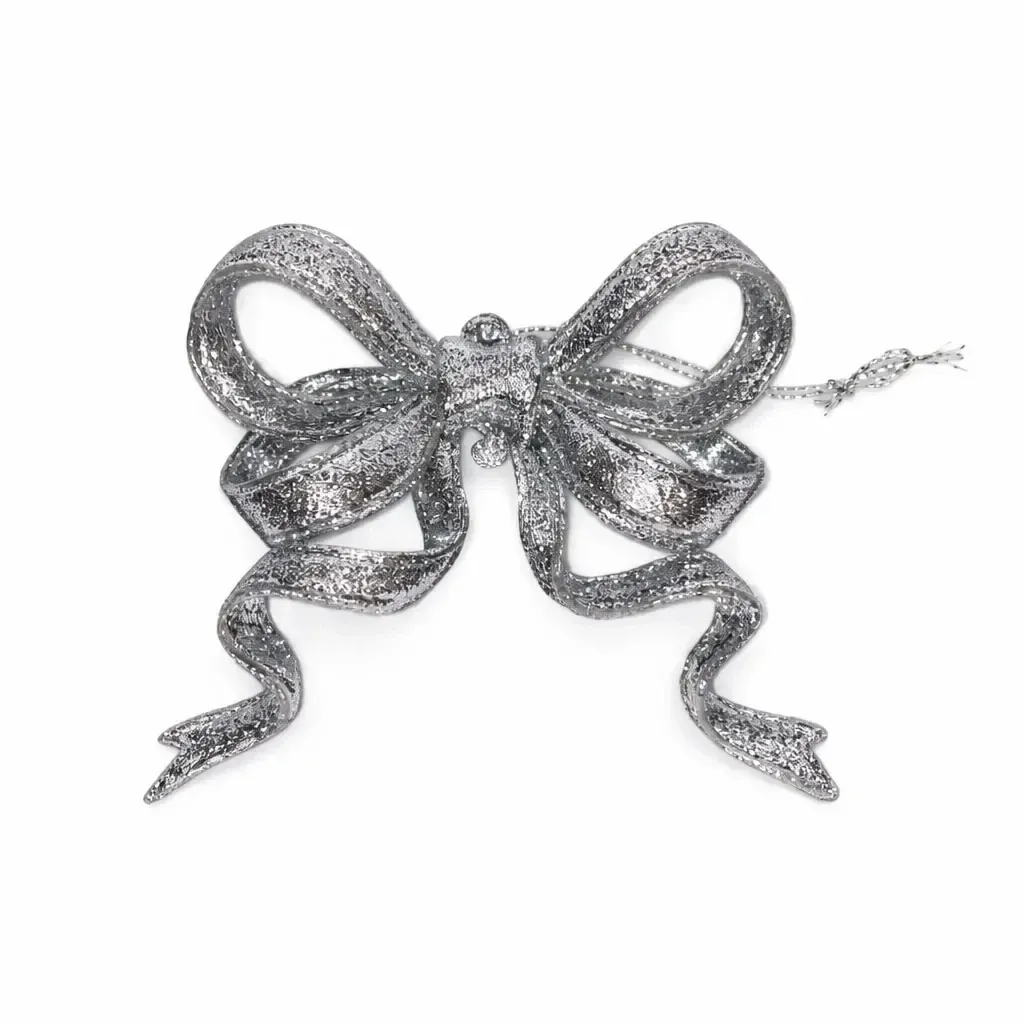 Bow decoration 9 × 8 cm, silver