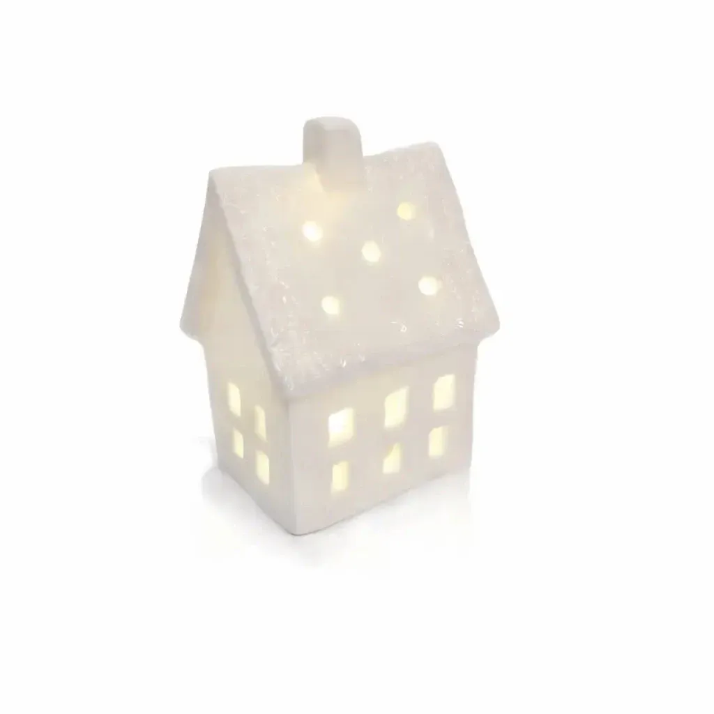 LED decoration ceramic house 7 × 6 × 10 cm, warm white, 2× LR44