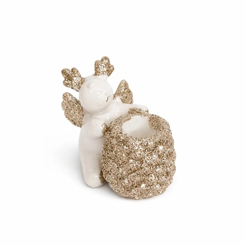 Ceramic Christmas candle holder 9,5 × 9 × 8 cm, diameter for candle 2 cm