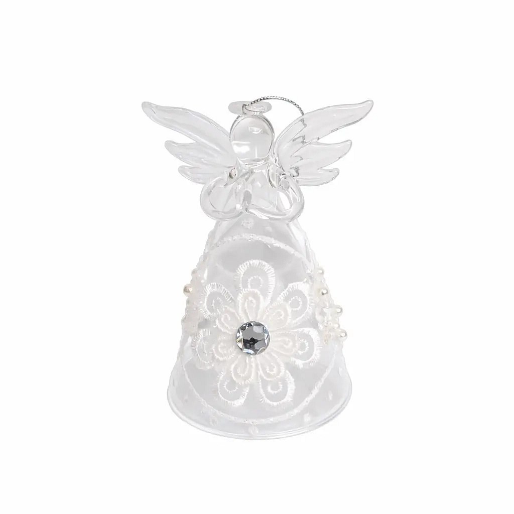 Glass angel 7 × 11 cm clear glass