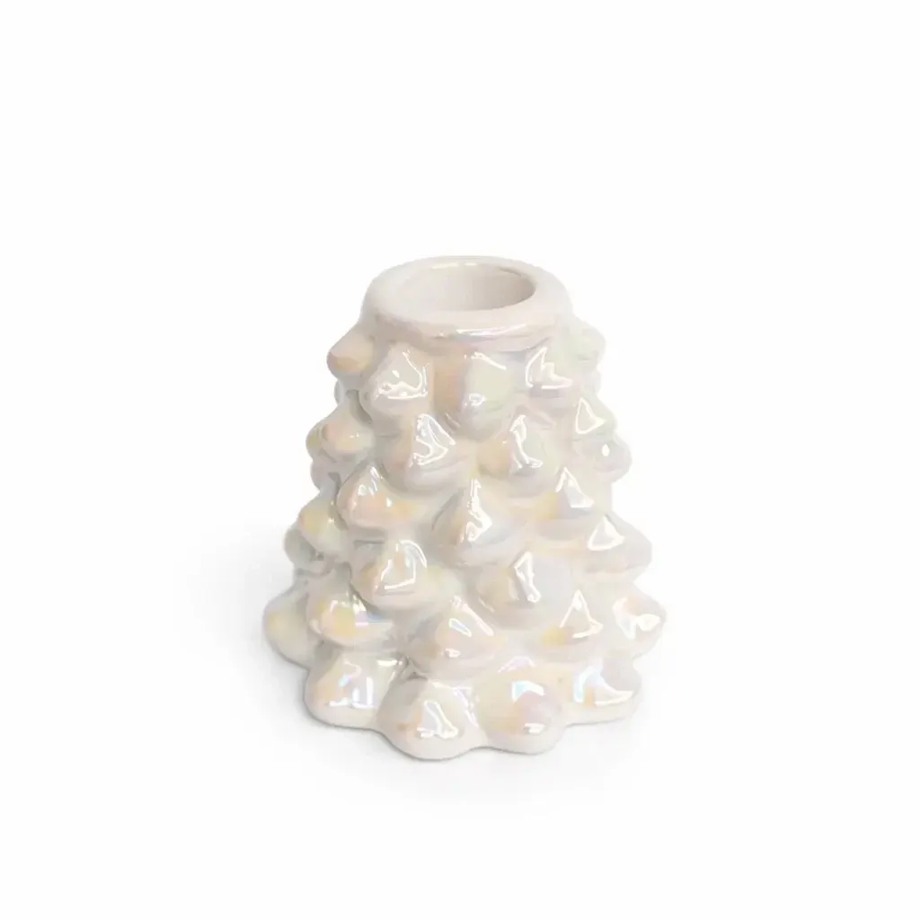 Christmas candle holder for tall candle 8,5 × 8,5 × 8 cm, white
