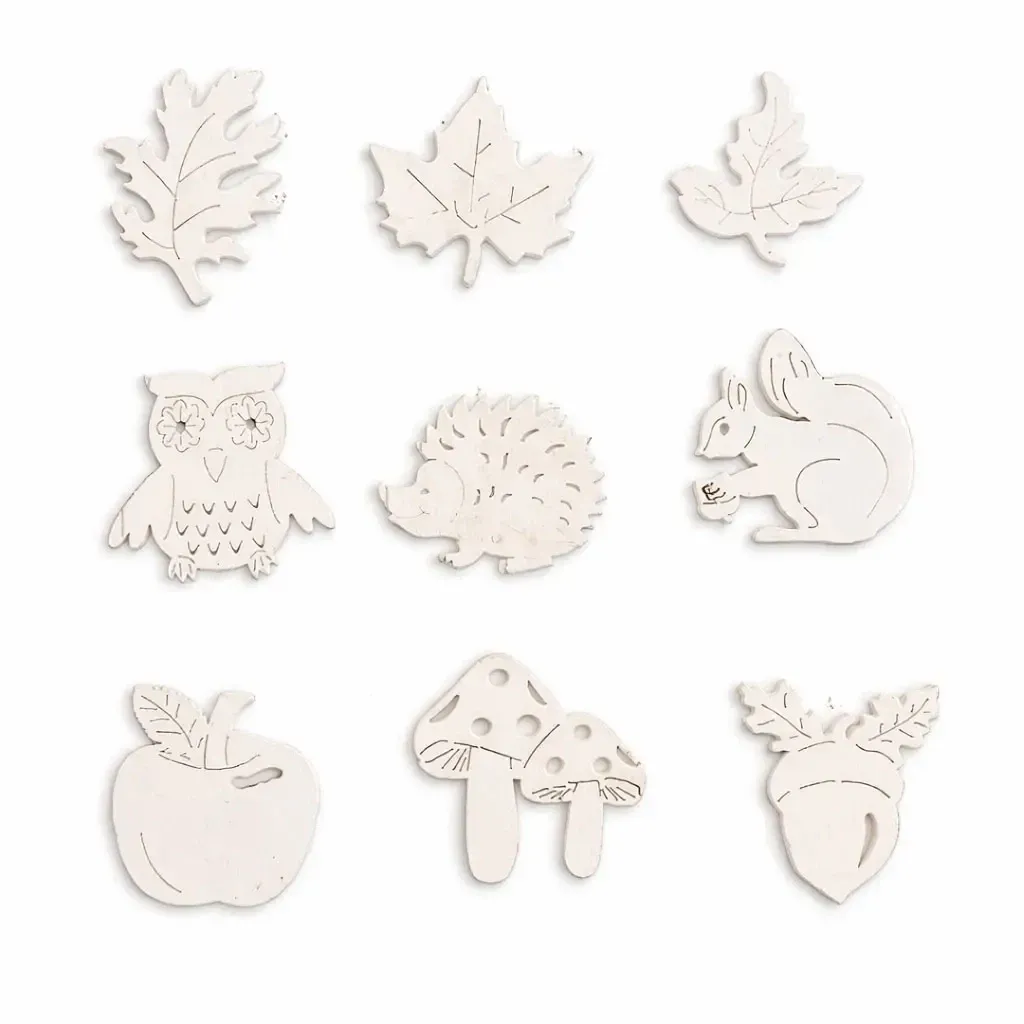 Set of small wooden decorations from forest 4 cm, white, packing 72 pcs